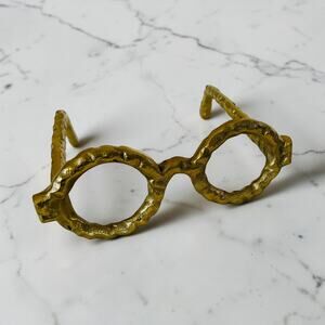 NEW Hammered Gold Round Glasses Optical Eyewear Home Office Decor Sculpture